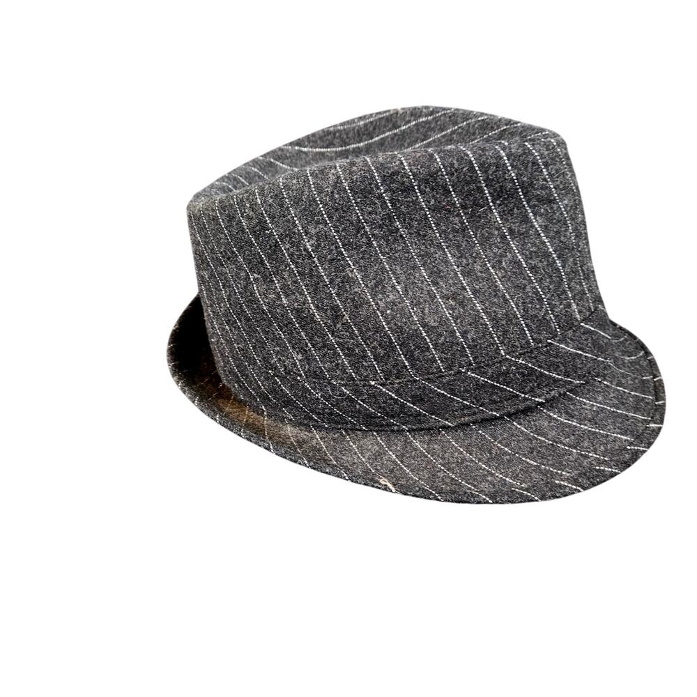 Target Kids Dark Gray Striped Wool Fedora Cap Size‎ 14 Casual Hat Retro